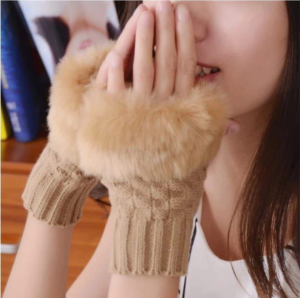 Warm Fingerless Gloves - 1 Pair Fur Lined Women's Winter Accessory - Image 3