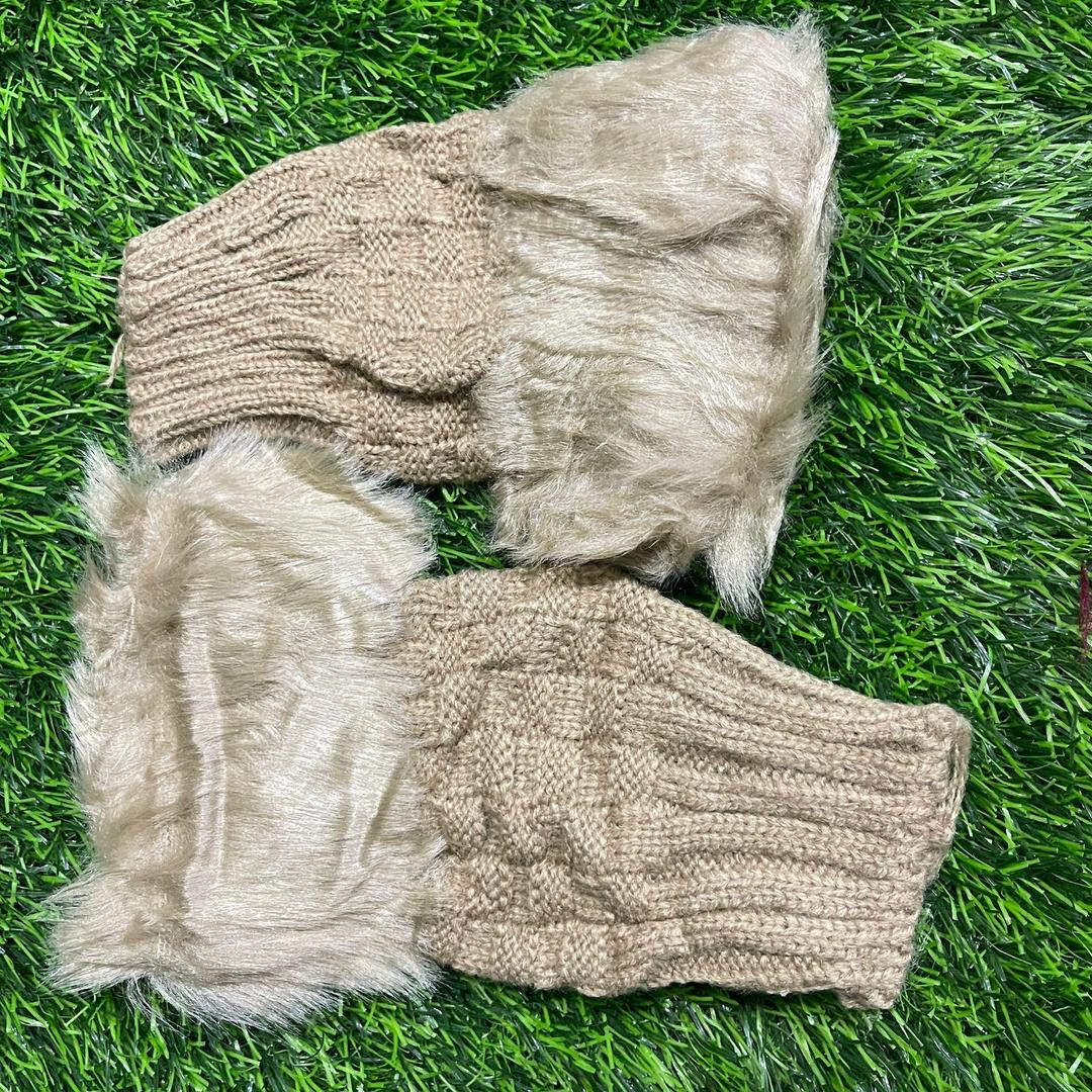 Warm Fingerless Gloves - 1 Pair Fur Lined Women's Winter Accessory - Image 2